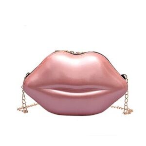 Black/Pink Mini lip shape purses